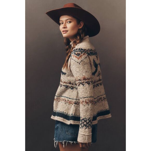 New Anthropologie Pilcro Long-Sleeve Mock-Neck Bird Jumper Size M - Picture 4 of 13